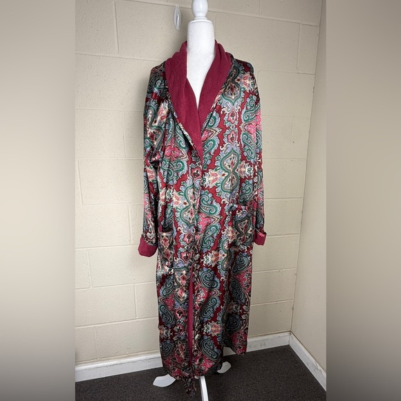 VTG Victoria's Secret Paisley Terry Cloth Lined Silky Robe LG SEE NOTES OLD MNY - Picture 1 of 14